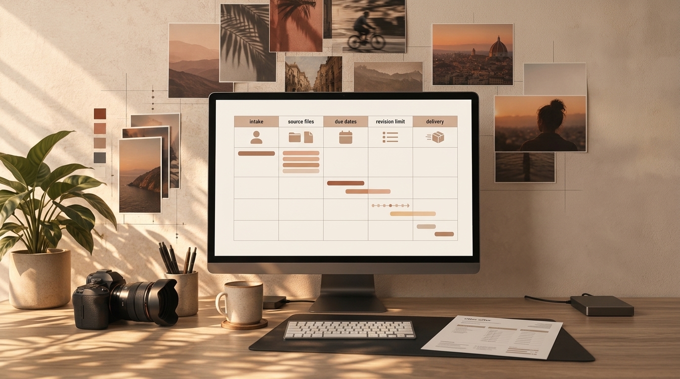 A clean monthly clip service workflow on an editor desk